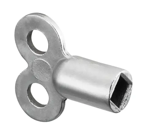 Oventrop Vierkantschlüssel mit zwei Rundgriffen und einem viereckigen Werkzeugende für Schrauben oder Ventile. Metallisches Design, funktional und einfach zu handhaben.